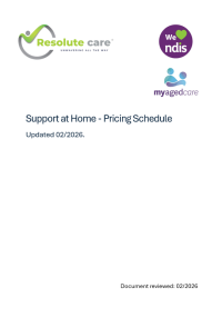 Support at Home - Pricing Schedule 2026