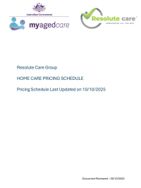 My Aged Care Home Care Pricing Schedule